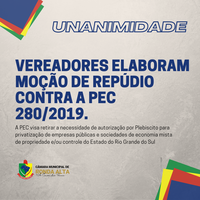 VEREADORES ELABORAM MOÇÃO DE REPÚDIO CONTRA PEC  280/2019